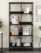 vidaXL Рафт за книги 4 нива 785 x 33 x 153 см метал PB Черен дъб