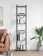 vidaXL Рафт за книги 40 x 30 x 1895 см Инженерна дървесина Сив сонома
