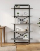 vidaXL Рафт за книги 5 нива 100 x 35 x 1755 см PB Сив Сонома