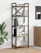 vidaXL Рафт за книги 5 нива 56 x 34 x 171 см Инженерна дървесина Дъб