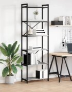 vidaXL Рафт за книги 60 x 30 x 1895 см Инженерна дървесина Сив сонома