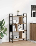 vidaXL Рафт за книги 7 нива 75 x 30 x 1235 см Инженерна дървесина Дъб