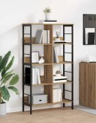 vidaXL Рафт за книги 8 нива 82 x 32 x 1445 см Инженерна дървесина Дъб