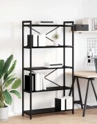 vidaXL Рафт за книги 80 x 30 x 155 см Инженерна дървесина Черния дъб