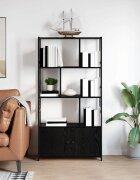 vidaXL Рафт за книги 80 x 30 x 1555 см Инженерна дървесина Черния дъб