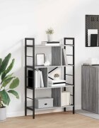 vidaXL Рафт за книги Сив Сонома 75 x 30 x 1235 cm Инженерна дървесина