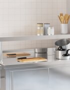 vidaXL Рафт за работна маса 110x30x35 см неръждаема стомана