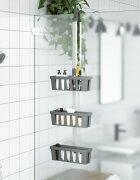 vidaXL Рафт за закачалка за душ 30x15x(67-105) см алуминий