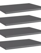 vidaXL Рафтове за етажерка 4 бр сив гланц 40x30x15 см ПДЧ