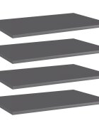 vidaXL Рафтове за етажерка 4 бр сив гланц 60x40x15 см ПДЧ