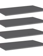 vidaXL Рафтове за етажерка 4 бр сив гланц 80x50x15 см ПДЧ