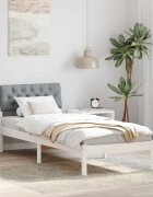vidaXL Рамка на леглото Бял и светлосив 75 x 190 cm Борово дърво масив