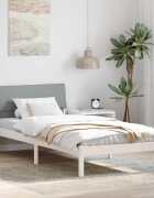 vidaXL Рамка на леглото Бял и светлосив 90 x 190 cm Борово дърво масив