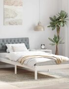 vidaXL Рамка на леглото Бял и светлосив 90 x 200 cm Борово дърво масив