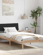vidaXL Рамка на леглото Кафяв и черен 100 x 200 cm Борово дърво масив