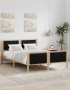 vidaXL Рамка на леглото Кафяв и черен 135 x 190 cm Борово дърво масив
