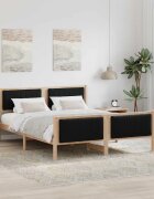 vidaXL Рамка на леглото Кафяв и черен 150 x 200 cm Борово дърво масив