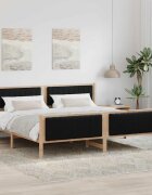 vidaXL Рамка на леглото Кафяв и черен 200 x 200 cm Борово дърво масив