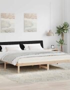 vidaXL Рамка на леглото Кафяв и черен 200 x 200 cm Борово дърво масив
