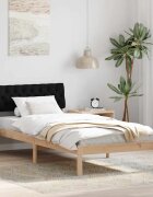 vidaXL Рамка на леглото Кафяв и черен 90 x 200 cm Борово дърво масив