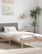 vidaXL Рамка на леглото Кафяво и таупе 100 x 200 cm Борово дърво масив
