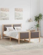 vidaXL Рамка на леглото Кафяво и таупе 120 x 190 cm Борово дърво масив