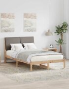 vidaXL Рамка на леглото Кафяво и таупе 135 x 190 cm Борово дърво масив
