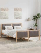 vidaXL Рамка на леглото Кафяво и таупе 140 x 200 cm Борово дърво масив