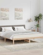 vidaXL Рамка на леглото Кафяво и таупе 180 x 200 cm Борово дърво масив