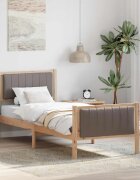 vidaXL Рамка на леглото Кафяво и таупе 75 x 190 cm Борово дърво масив