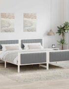 vidaXL Рамка на леглото с таблото Бял и светлосив 200 x 200 cm