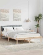 vidaXL Рамка на леглото с таблото Кафяв и светло сив 135 x 190 cm