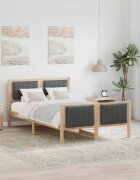 vidaXL Рамка на леглото с таблото кафяво и тъмносиво 120 x 190 cm