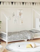 vidaXL Рамка за детско легло бяла 90x200 см масивна борова дървесина