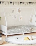 vidaXL Рамка за детско легло бяла 90x200 см масивна борова дървесина