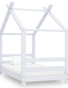 vidaXL Рамка за детско легло бяла борово дърво масив 70x140 см