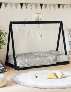 vidaXL Рамка за детско легло черна 80x160 см масивно борово дърво