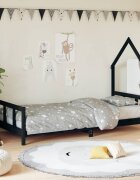 vidaXL Рамка за детско легло черна 90x200 см масивно борово дърво