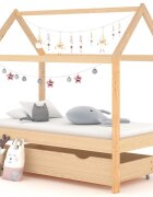 vidaXL Рамка за детско легло с чекмедже бор масив 70x140 см