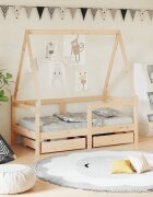 vidaXL Рамка за детско легло с чекмеджета 70x140 см бор масив