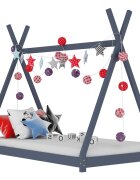vidaXL Рамка за детско легло сива бор масив 80x160 см