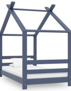 vidaXL Рамка за детско легло сива борово дърво масив 70x140 см