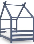 vidaXL Рамка за детско легло сива борово дърво масив 80x160 см