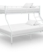 vidaXL Рамка за двуетажно легло бяла метал 140x200 см/90x200 см