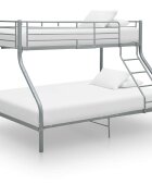 vidaXL Рамка за двуетажно легло сива метал 140x200 см/90x200 см