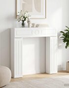 vidaXL Рамка за камина Бял гланц 102 x 18 x 1005 см