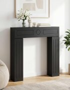 vidaXL Рамка за камина Черно 102 x 18 x 1005 см Инженерна дървесина