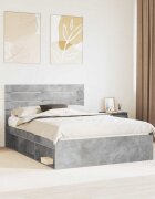 vidaXL Рамка за легло Бетон 160 x 200 cm Солидно борово дърво