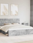 vidaXL Рамка за легло Бетон 180 x 200 cm Солидно борово дърво