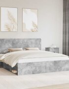 vidaXL Рамка за легло Бетонно сиво 180 x 200 cm Солидно борово дърво